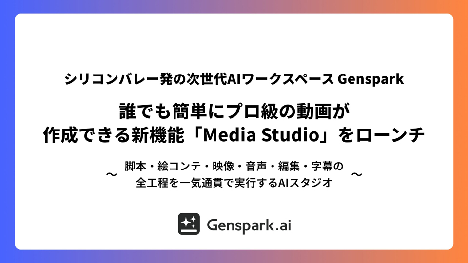 AI動画制作スタジオ「Genspark AI Media Studio」