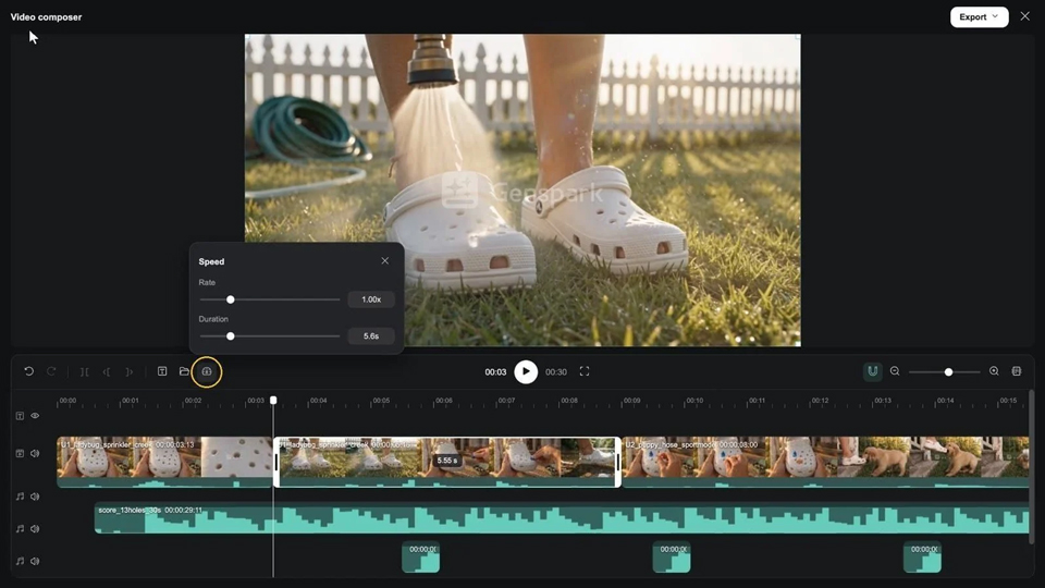 生成されたカットや音声をタイムライン上で直感的に編集できる「Video composer」