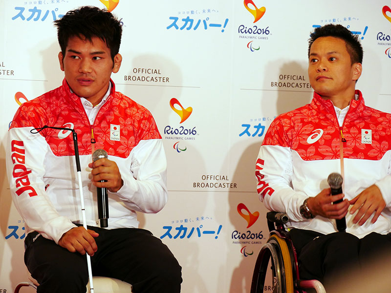 今大会出場の柔道日本代表 北薗新光選手(左)、パワーリフティング代表 西崎哲男選手(右)