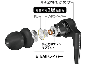 エレコム、新ドライバやダクトで重低音強化した約5千円のハイレゾ