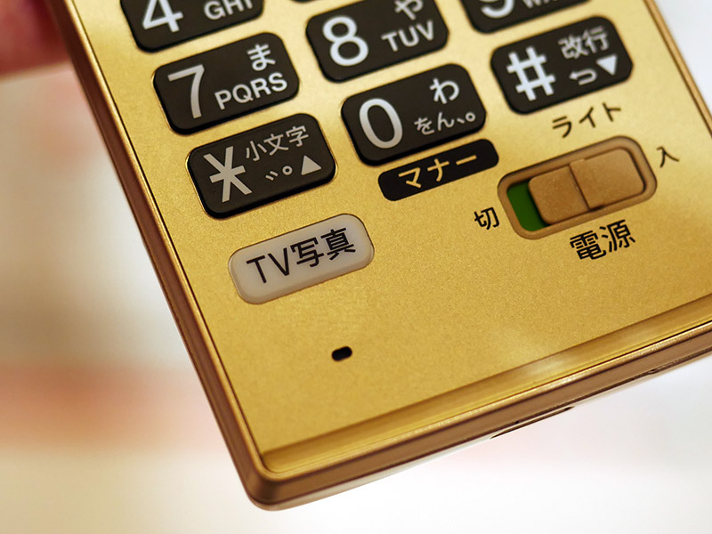 ケータイ本体のテンキー左下に「テレビde写真」専用のボタン
