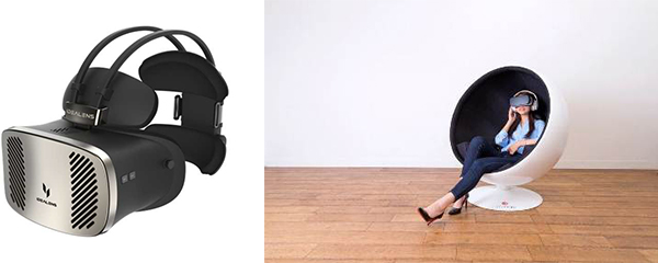 VRヘッドマウントディスプレイとコンテンツの連動型振動チェア視聴システムを体験可能