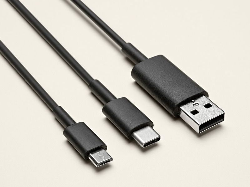 Type C端子の0.8mケーブルと、Type Aの1.4m、マイクロUSBのOTG 0.8mケーブルの3本を同梱