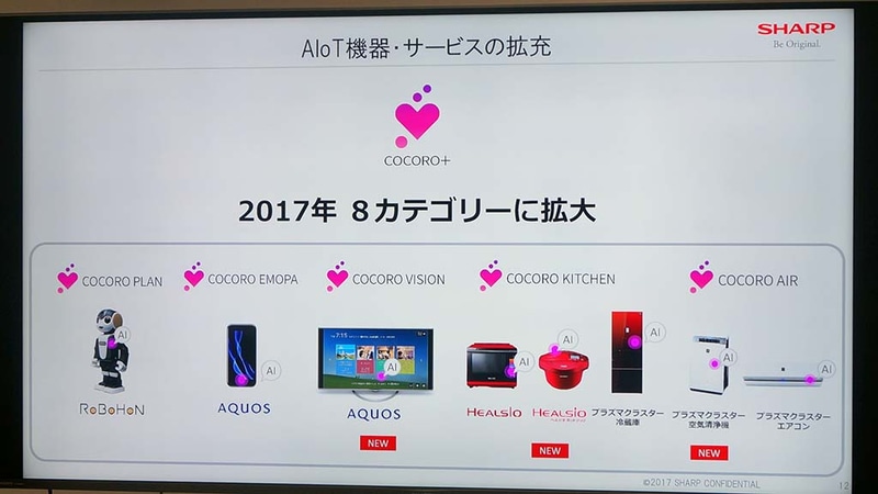 シャープは全社を挙げて「COCORO+」を展開。多数の製品に同じクラウド基盤を使ったサービスを提供し、家電の付加価値にしようとしている