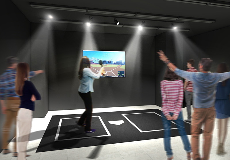 VR用HMDを装着してバッティング体験「VRトレーニングシステム」