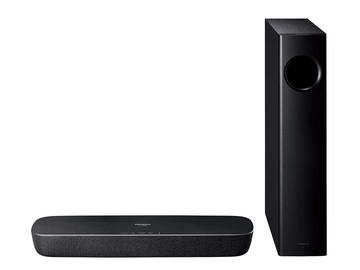VIERAの“足元”に入るパナソニックサウンドバー。器のような