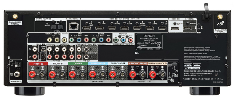 「AVR-X2500H」の背面