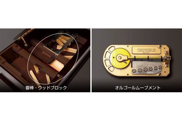 響棒/ウッドブロック(左)、ムーブメント(右)