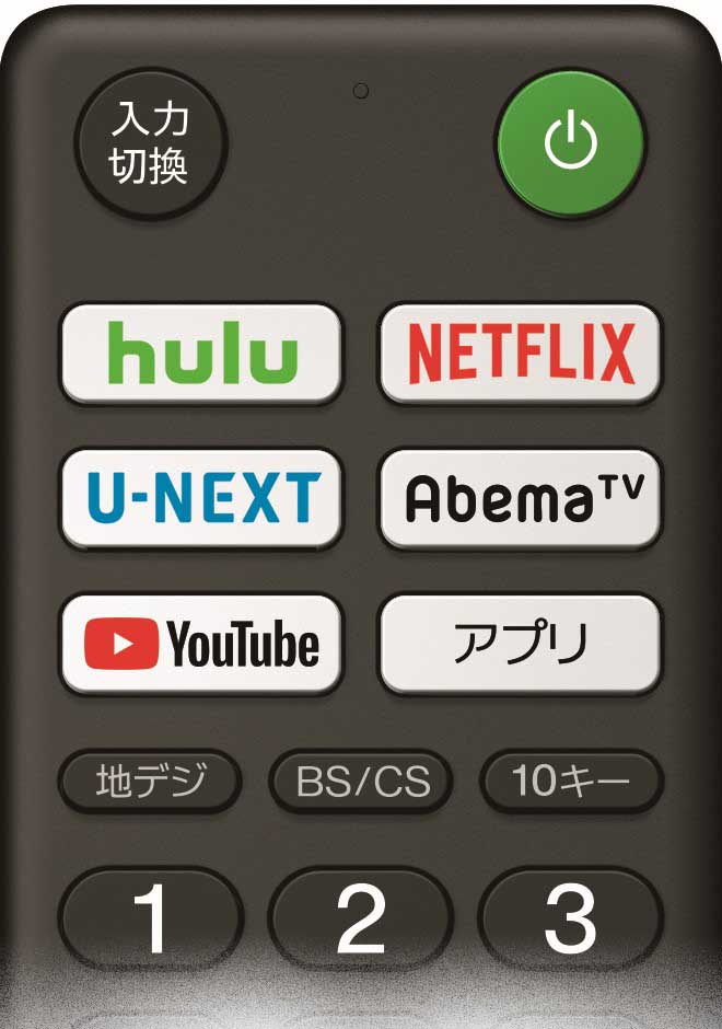 リモコンにAbema TVやHuluボタン