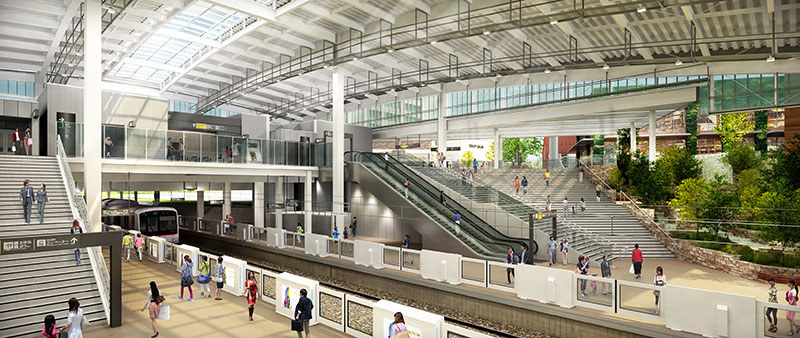 「南町田駅」から改称し、新しくなる「南町田グランベリーパーク駅」のイメージ