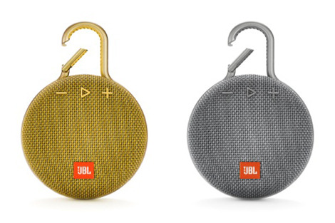 JBL CLIP 3の直販限定新色「イエロー」(左)と「グレー」(右)