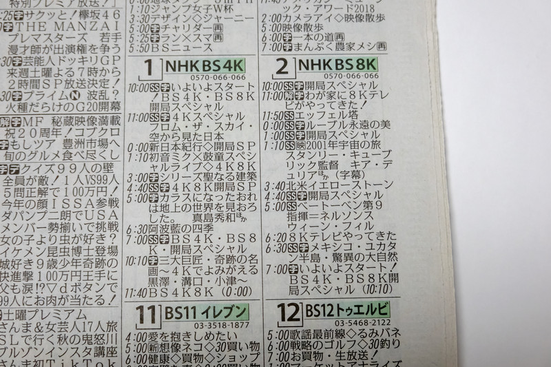 NHK BS8KとBS4K