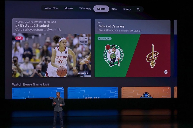 新「Apple TVアプリ」。テレビ系からムービー系までの「映像視聴」系機能を統合し、UIを再整理したもの。Apple TV+もこの上で視聴するサービスになる