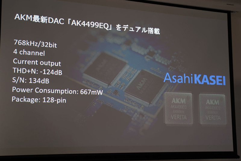 32bit 4ch DAC「AK4497EQ」を、L/R独立で1基ずつ、デュアルで搭載