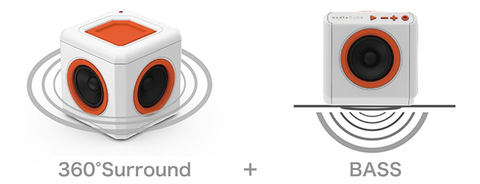 キューブ型で12時間再生の360度ワイヤレススピーカー「audioCube