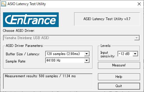 128 samples、44.1kHz