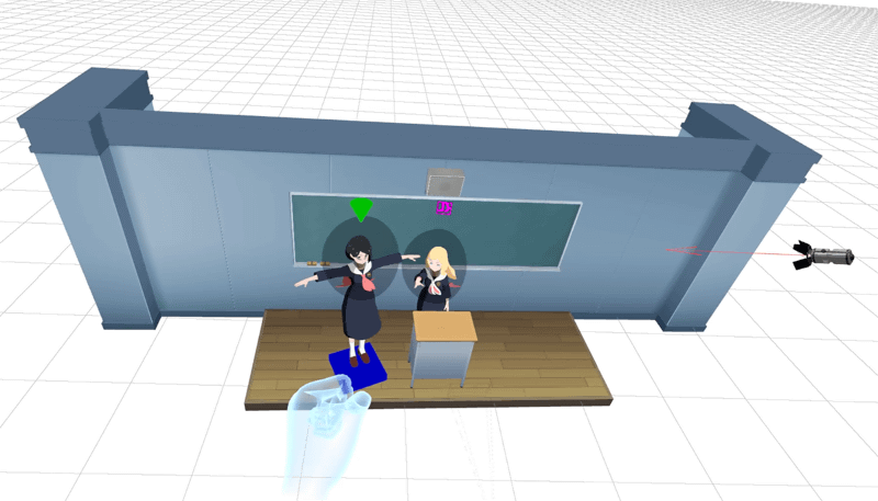 VR空間にセットを自分が入り込んで配置。セットやキャラクターだけでなく、ライトや「風の吹く方向」、カメラなども決める