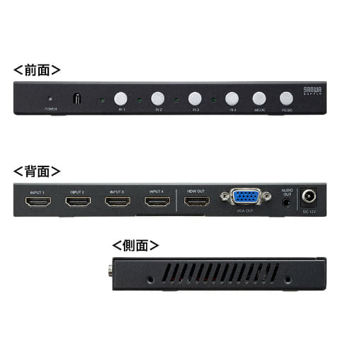 ディスプレイ1台に、4台のHDMI機器の映像を出力可能。4K対応画面