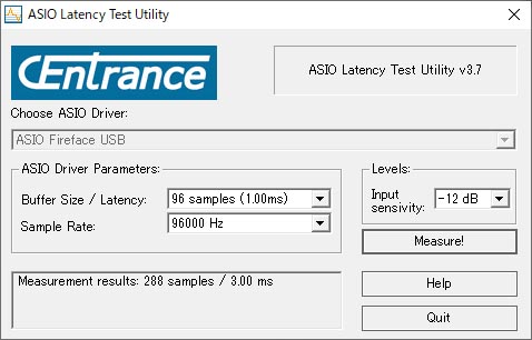 Babyface Pro FS(96kHz/96サンプル)