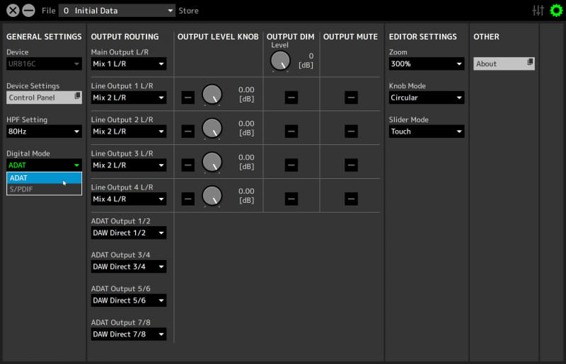 Digital ModeをS/PDIFからadatに変更