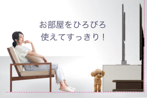 ヤマダ、部屋を広く使える“壁寄せ”TVスタンド。収納棚付き39,800円から