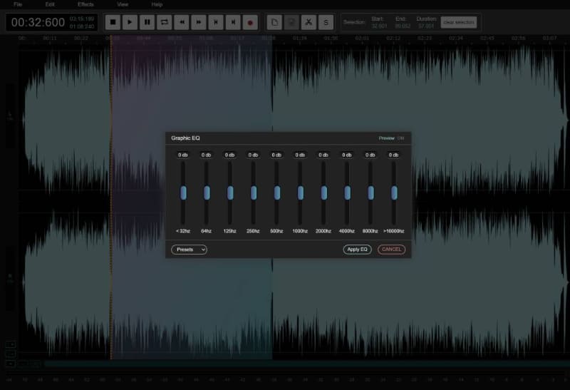 10バンドの「Graphic EQ」