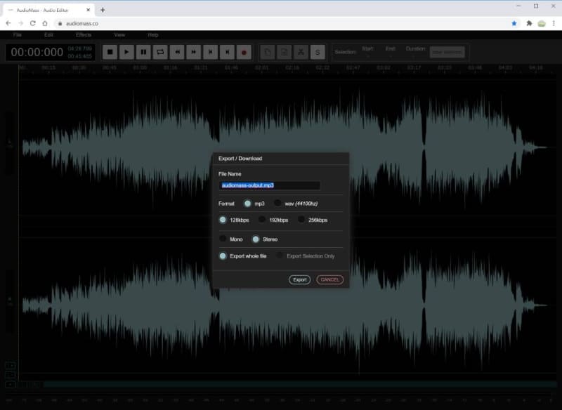 Export/Downloadを利用して、ファイル保存することもできる