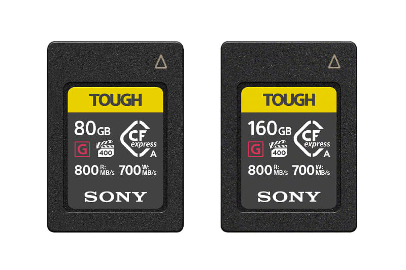 80GBのCFexpress Type Aカードメディア「CEA-G80T」と、160GBの「CEA-G160T」