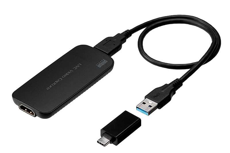 PCとの接続はUSB-Aだが、USB-C端子への変換アダプタも同梱