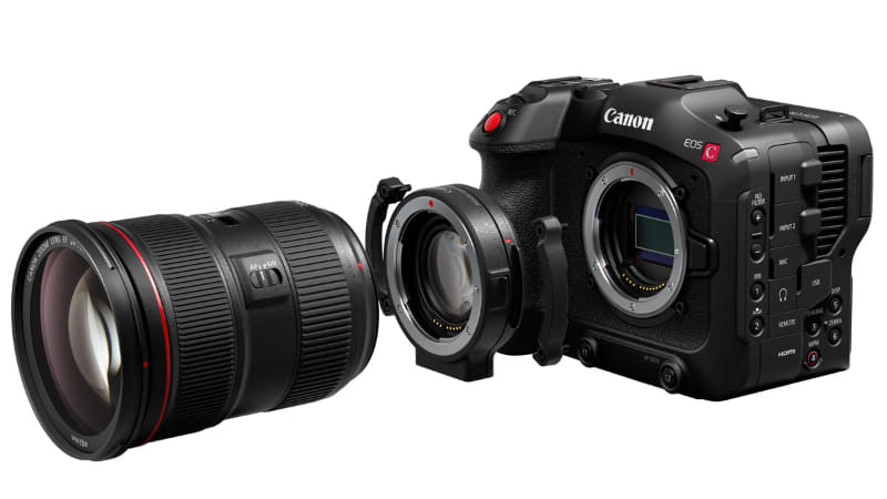 アダプターを介し、従来のEFレンズを装着可能