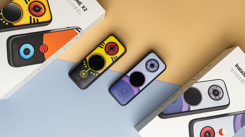 Insta360 ONE X2コラボモデル 左からNARUTO 特別版、SASUKE 特別版