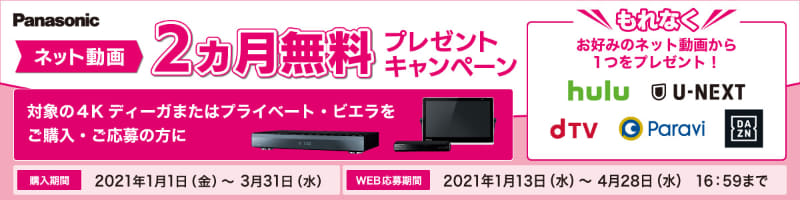「ネット動画2カ月無料プレゼントキャンペーン」