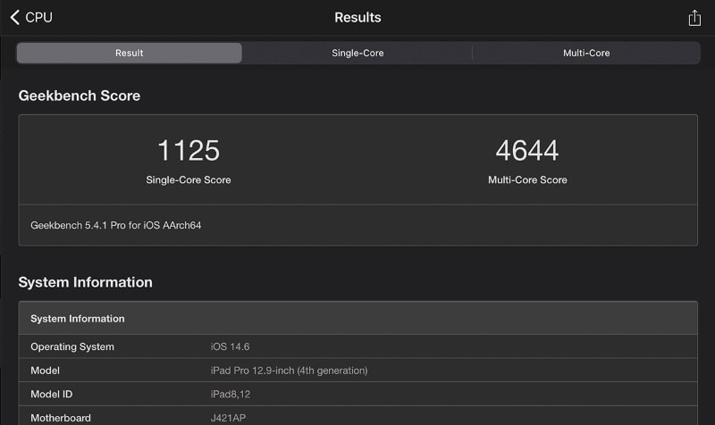 GeekBench 5でのベンチマーク結果。白(2021年モデル)は黒(2020年モデル)に比べ大幅に性能が向上している