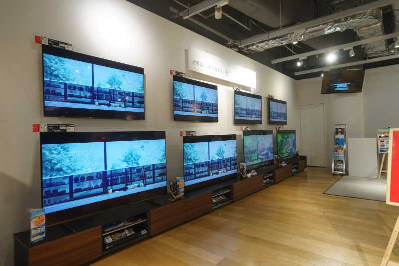 ソニーストア銀座のBRAVIAシリーズの展示コーナー