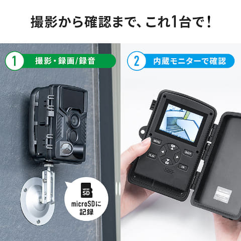 4K対応の人感センサー防犯カメラ。電池式で野生動物の観察も
