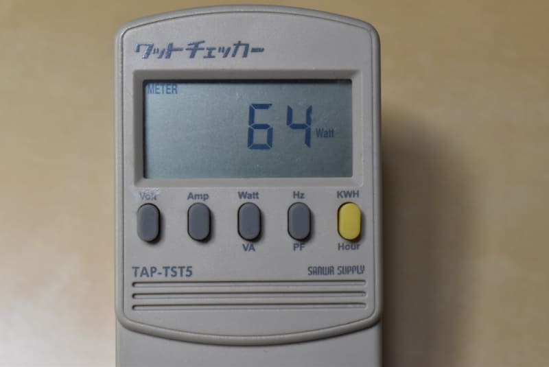 CPU負荷を65%まで引き上げても64W