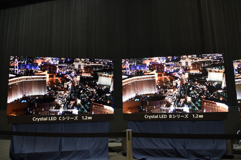 2021年に発表されたソニーの新世代マイクロLEDディスプレイは「B」と「C」の2ラインナップを用意。Bモデルは輝度重視、Cモデルは画質重視。実際に目にした画質は、感動の一言。特にCシリーズは、発色だけでなくそのコントラスト感が圧倒的に素晴らしかった