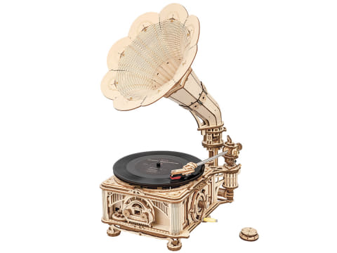 再生できるレコードプレーヤーが作れるウッドパズルキット - AV Watch