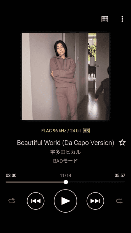 Amazon Music HDで、「宇多田ヒカル/BADモード」を再生したところ