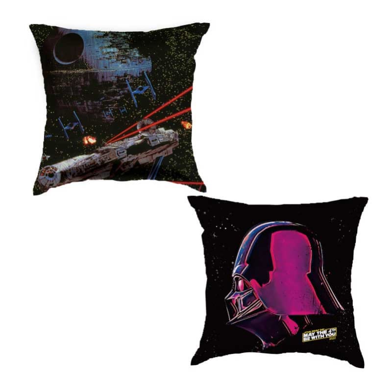 銀河の闇を象徴する＜ダース・ベイダー&デス・スター＞柄 クッション<br><span class="fnt-70">(C) & TM Lucasfilm Ltd.</span>
