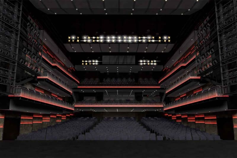 客席にはLED照明も用意。演目に応じてライティングを変更できる