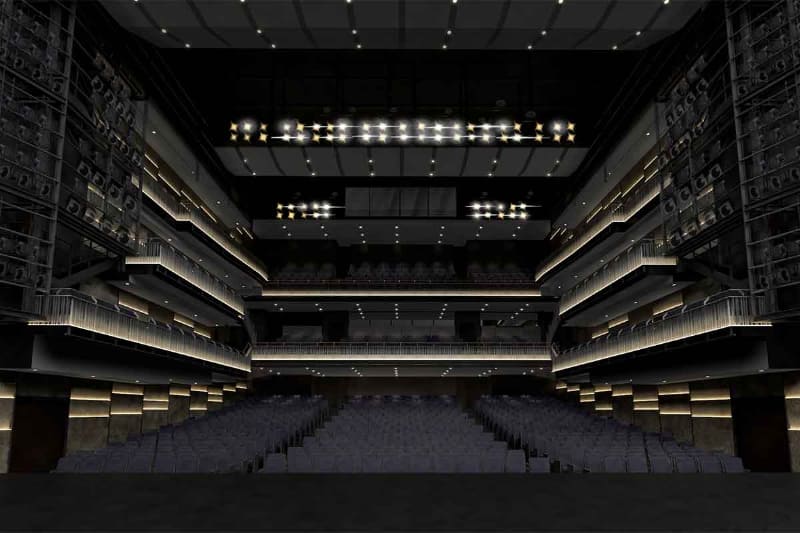 客席にはLED照明も用意。演目に応じてライティングを変更できる