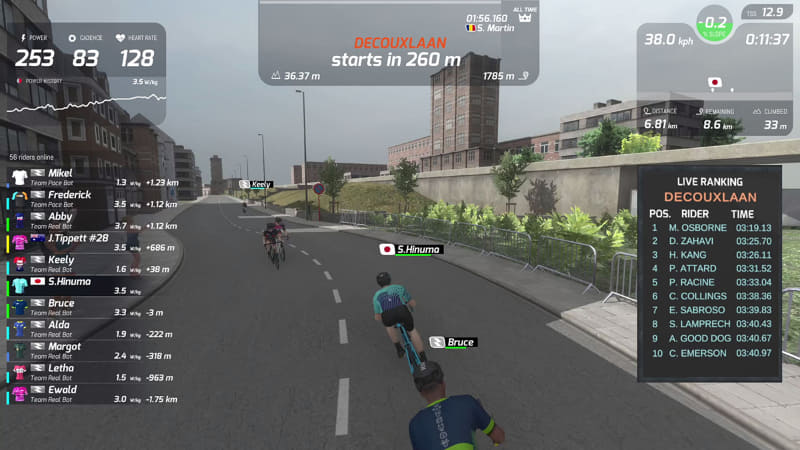 スプリント区間が近づくと事前に予告