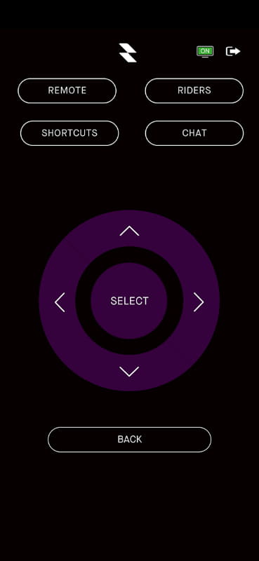 「RGT Remote」の画面。本体アプリの操作に特化していて、情報表示は少ない