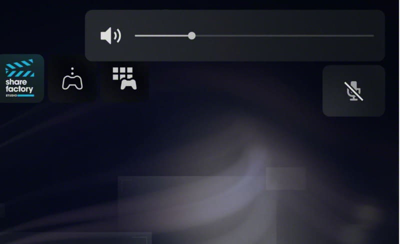 PS5の画面上にヘッドセットの音量、バッテリー残量、マイクミュートのステータスが表示される