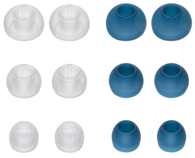 低遮音イヤーピース(左)、標準イヤーピース(右)