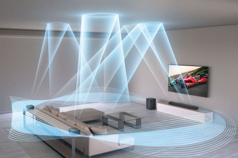 JBL、バッテリ内蔵リアスピーカーが分離するサウンドバー「BAR 1000