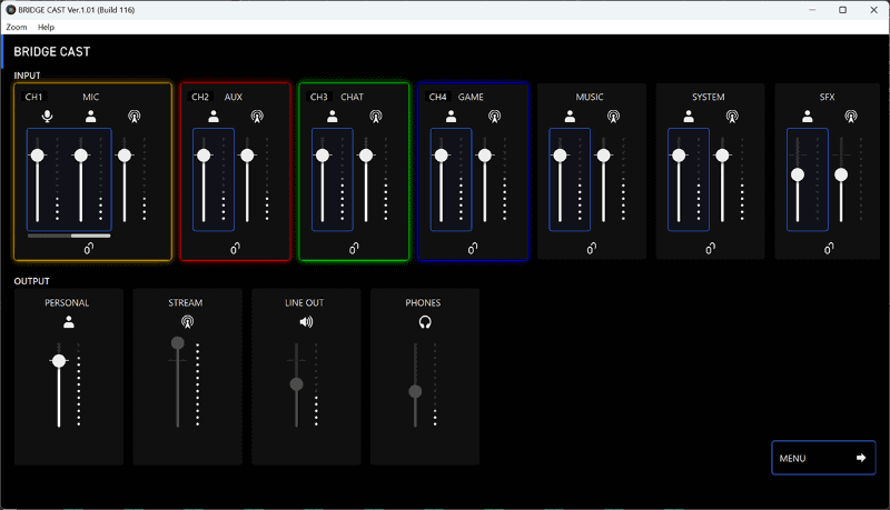 BRIDGE CASTのコントロールアプリ