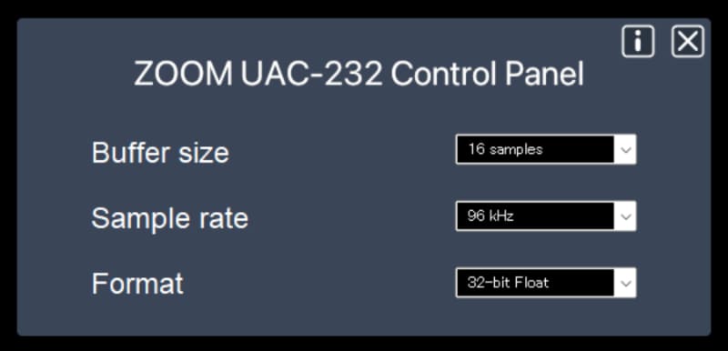 バッファサイズは、16 Sampleまで設定可能