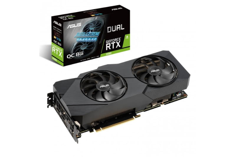 リアルタイムレイトレーシング技術搭載がホットトピックだったGeForce RTX 20シリーズ。推論アクセラレータ(Tensorコア)が搭載されたのも、このモデルからだった(写真はASUS JAPANの「DUAL-RTX2080-O8G-EVO」)